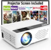 Mini Projector, Upgraded Bluetooth Projector with Screen, 1080P Full HD Portable