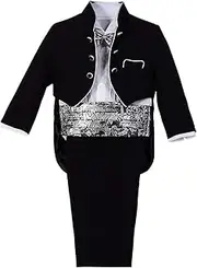 [Lito Angels] Suits & Jackets for Baby Boys, Tuxedo Suit, Wedding, Festive Gentleman, 5-Piece Set, Black / White, Jacquard