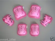 Roller Blading Wrist Elbow Knee Pads Blades Guard 6 PCS Set For Youth In Pink