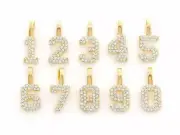 Customized Number Natural White Moissanite Pendant Yellow Gold plated Silver