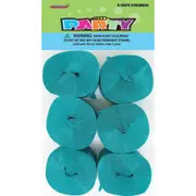 Teal Crepe Streamers (Pack of 6)