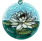 White Lotus Flower Christmas Tree Ornament - Art Glass Light Catcher