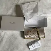 NWB Mikimoto 1 pearl jewelry travel case pouch beige yellow