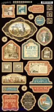 Graphic 45 Cityscapes Chipboard #2 DECO Vintage City London, New York