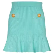 [Balmain] Pleated Knit Flare Short Skirt