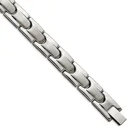 [JewelryWeb] 10mm Titanium Brushed and Polished Link Bracelet 8.5 Inch-Link-Bracelet for Women