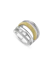 Lagos Two Tone Caviar Lux Five Row Diamond Ring, 0.29 ct. t. w.