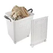 Laundry Basket with Wheels and Handle, Collapsible Waterproof Laundry Hamper,...
