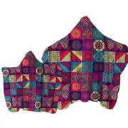Colorful Oriental Moroccan Mandala Tiles Towel with Hood