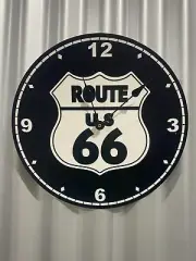 ROUTE 66 METAL CLOCK SIGN PERFECT BAR MAN CAVE MOTHER ROAD AMERICA'S HIGHWAY