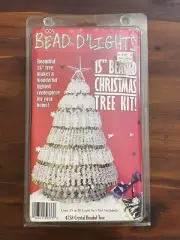 NOS Bead D'Lights Beaded Christmas Tree Kit 15" Clear Crystal GOLD Safety Pins