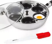 Egg Poacher Pan Nonstick Stainless Steel Poached Maker Poached Pan Handle