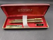 Sheaffer Grape Vine White Dot 12K GF Gold Plated Casing Pen Pencil Set New