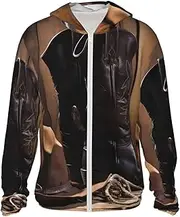 [BWLHJKE] Men's Sun Shirts UPF 50+ Cowboy Black Hat Western Boots Sun Protection Hoodie Lightweight Long Sleeve Rash Guard