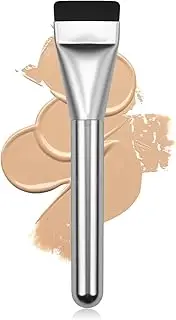 【Silver】 Flat Foundation Brush,Korean Makeup Brush Spatula Facial Brush for Liquid Foundation,Premium Face Makeup Brush for Blending Cream