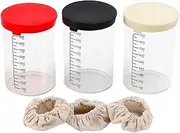 LKLKO Wide Mouth Sourdough Starter Jar Glass Jar with Silicone Spatula & Lid, Cloth Cover, Sourdough Jar for Baking Enthusiasts Sour Dough Starter Jars(Package 2)
