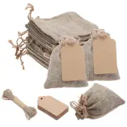 25PCS 4"x 5.5" Burlap Bags with Drawstring and 25PCS Gift Tags & String
