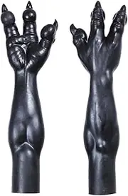 [SMITIZEN] Silicone Three-Finger Monster Gloves, Beast Paws Furry Gear for Adult Halloween Cosplay Costume, Roleplay Masquerade Solid Black, Solid Black