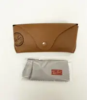 Ray-Ban Sunglasses Case Brown Leather Cleaning Cloth New