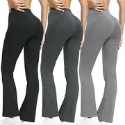 [Shgiloo] 3 Packs Women's Flare Leggings with Pockets, Soft High Waisted Tummy Control Bootcut Workout Yoga Pants