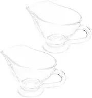 Vaguelly 2Pcs Clear Glass Gravy Sauce Boat with Handle Mini Gravy Pitcher for Condiments for Milk Sauces for Special Occasions and Kitchen Use