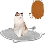 2 Pcs Cotton Rope Cat Scratch Mat - Ear-Shaped Hanging Hook & Ball Toy, Round Scratching Pad for Wall, Floor & Furniture Protection
