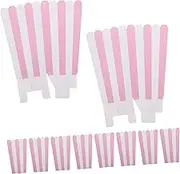 EXAOMBLE 24pcs Striped Popcorn Holders Wavy Edge Design Movie Theater Snack Boxes Picnic Treats Paper Material Easy to Assemble Carry Popcorn Holder