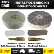 150mm Aluminium Polishing Kit for Bench Grinder Thick Buffs/Compounds/Spindles