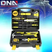 46PCS HOUSEHOLD HAND TOOL KIT SCREWDRIVER SOCKETS HAMMER TEST PEN TOOLBOX YELLOW