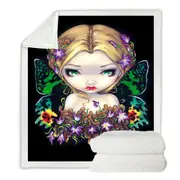 Colorful Painting Autumn Crocus Flower Fairy Throw Blanket