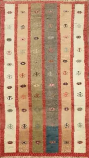Tribal Geometric Traditional Wool Gabbeh Accent Rug Nomad Carpet 3x5