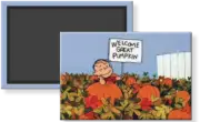 Peanuts Great Pumpkin Patch Charlie Brown Linus Welcome Sign 2x3 Fridge Magnet