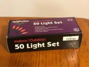 NEW 17 ft 50-Light Set Indoor Outdoor 2-Mode Orange Halloween String Lights