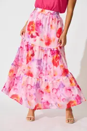 Everett Maxi Skirt in multicolor Pink and Purple Multi Floral 8