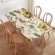 Vintage Summer Bees Sunflower Rectangular Tablecloth Table Cover for 4 Foot Tables, Waterproof Fitted Elastic Edged Table Cloth for Indoor Outdoor Party Wedding Picnic Patio, 4 Ft/48x30 inch