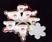 Personalized Snowflake Family of Six 6 Christmas Ornament Holiday Gift