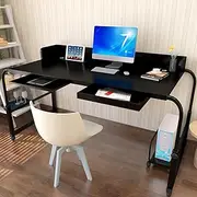 55 inches Mobile Overbed Table Laptop Cart, Nursing Table, Computer Table with Drawer, Keyboard Tray and PC Stand, Adjustable Height and Width Hospital Cross Bed Table,Black