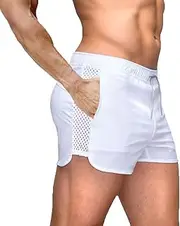 [Rexcyril] Men's Running Workout Shorts Quick Dry Gym Bodybuilding Athletic Shorts with Pockets