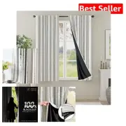 Bohemian 100% Blackout Curtains 63" Long - Beige Geometric Pattern (Set of 2)