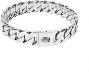 Big Dog Chain Collar, 32mm Cuban Link Walking Training Collar with Design Safety Buckle, Silver Martingale Collars Stainless Steel Strong Heavy Duty Chew Proof Chain for All Breeds Medium/Large Dogs