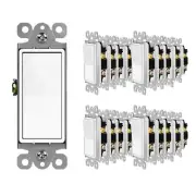 Wall Light Switches 15A 120/277V Paddle Rocker Single Pole ON/Off White UL
