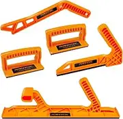 POWERTEC 71510 Deluxe Straight Handle & Long Push Block, L & Magnetic Push Stick Set for Router Tables, Band Saws & Jointers, Dual Ergonomic Handles w/Max Grip, Hand Protection for Woodworking– 5 Pack