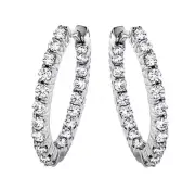 1.65 CT Diamond Inside/Outside Hoop Earrings in 14k White Gold G-H SI1-SI2 New!!