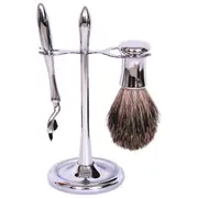 Mak3 Shave Set with Badger (Chrome)