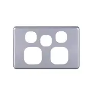 Classic Double Power Point Cover Plate with Extra Switch | Silver