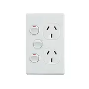 Classic Double Power Point With 16Ax Extra Switch Vertical Pack
