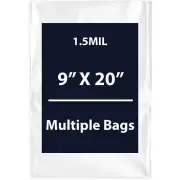 1.5Mil 9" X 20" | LDPE Clear Flat Poly Bags, Flexible & Durable | Multiple Bags