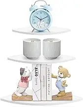 TREETDOBV Set of 3 Corner Floating Wall Shelf, Wall Mounted Storage Rack White High Gloss Floating Corner Shelf Unit Bookshelves Home Furniture Office Decor for Office Living Room Bedroom