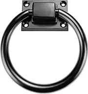 3.8" Black Round Ring Door Pull Handle with 4 Screws, Zinc Alloy Sliding Barn Door Handles, Outdoor Garage Gate Handle for Vintage Wooden Sheds Farmhouse Garden Hallway Closets Drawers (1Pcs)