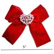Valentine's day red glitter velvet rhinestone clover dog collar slide accessory